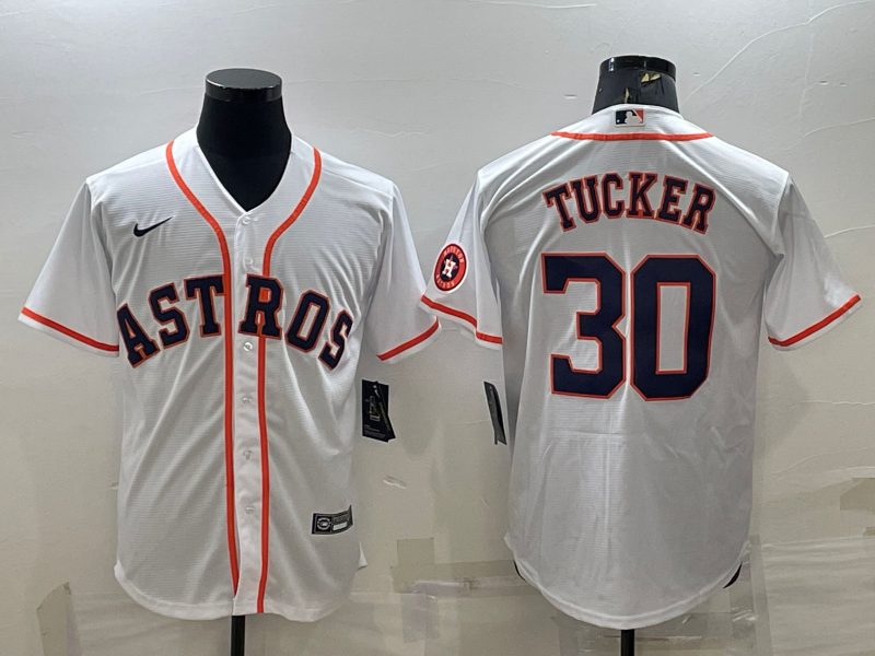 Men's Houston Astros #30 Kyle Tucker White With Patch Cool Base Stitched Jersey Men's Houston Astros #30 Kyle Tucker White With Patch Cool Base Stitched Jersey